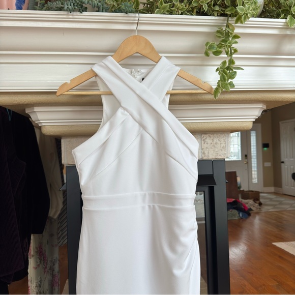 Lulus White Halter Tulip Mini Dress Medium NWOT Bridal - Picture 2 of 5